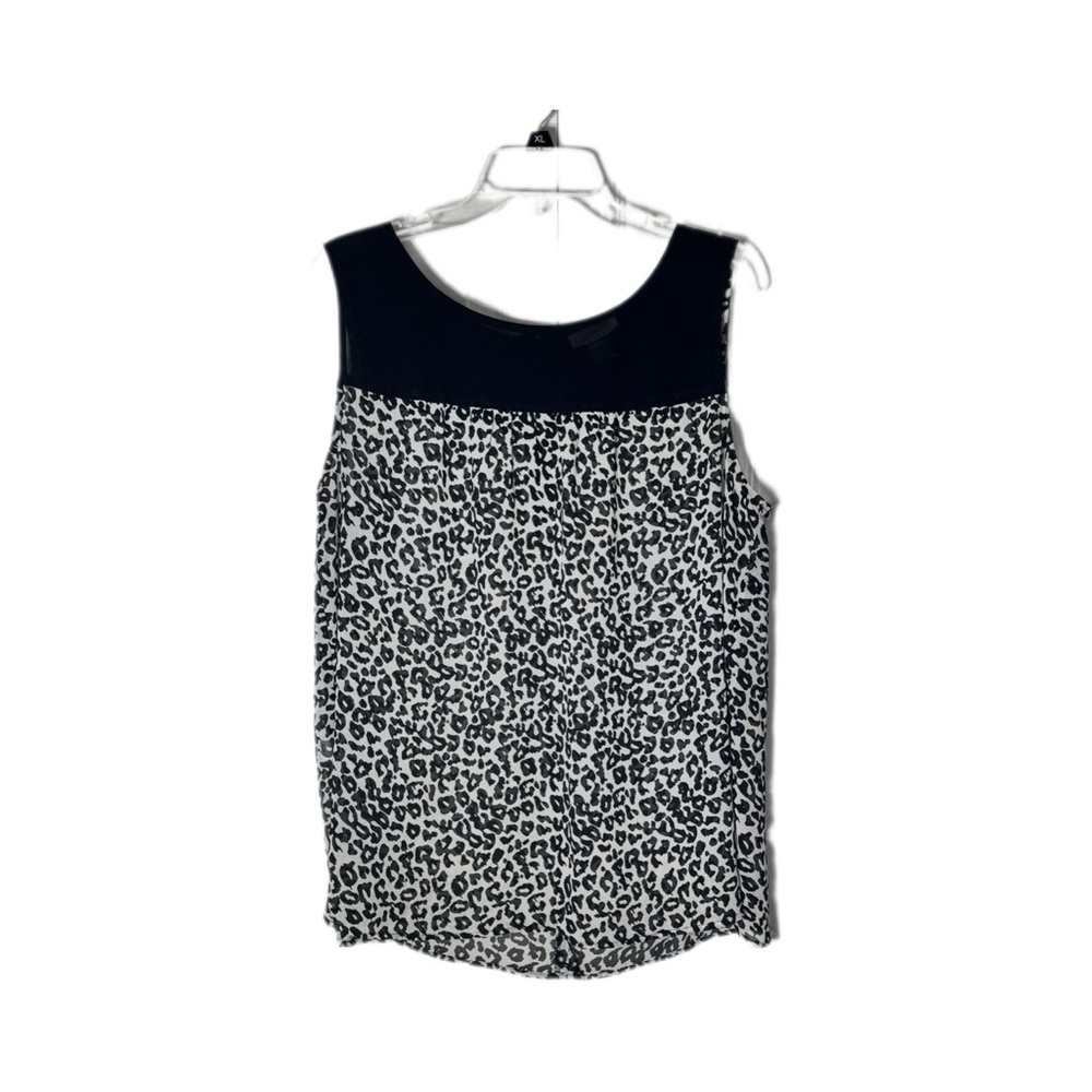 LOFT Monochrome Animal Print Sheer Sleeveless Blouse